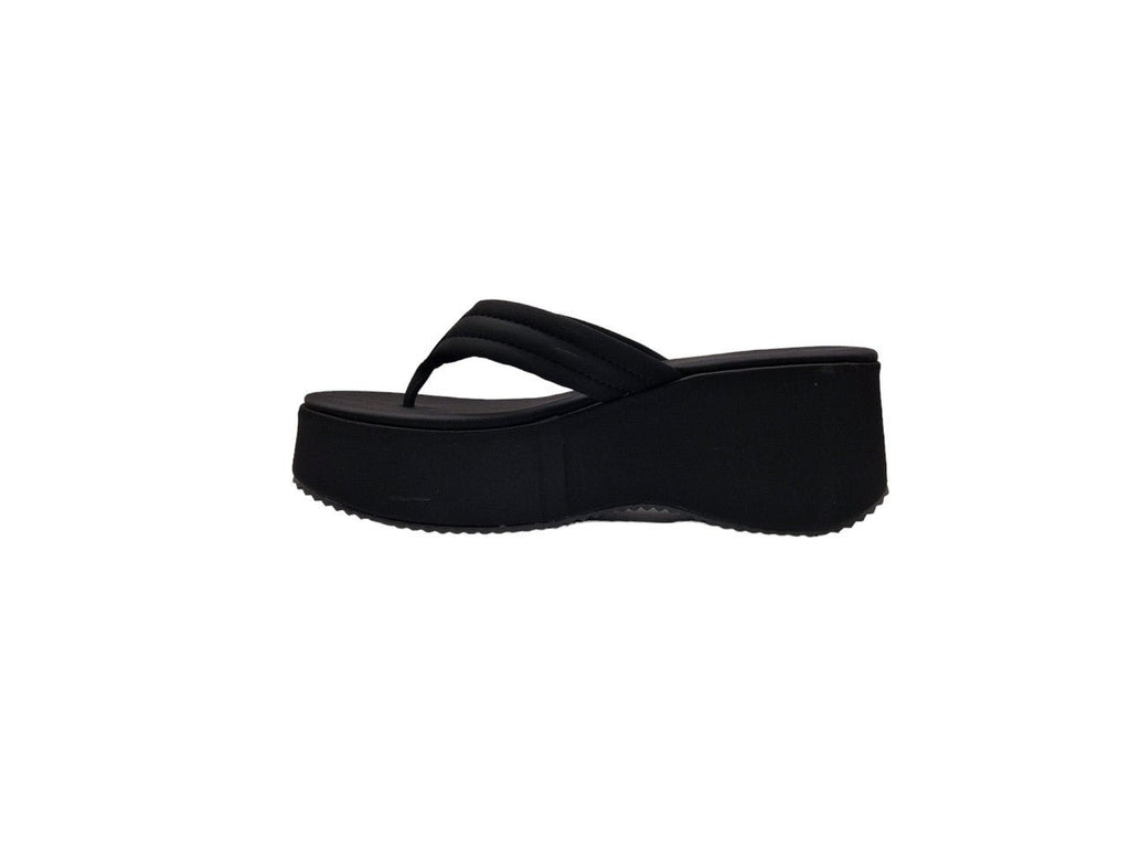 Flatform Toe Post Chunky Sandals Black - Renna Clothing