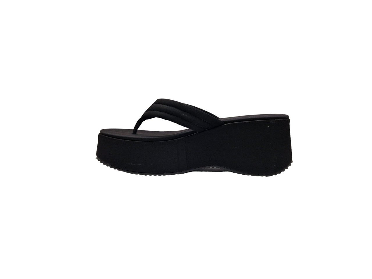 Flatform Toe Post Chunky Sandals Black - Renna Clothing