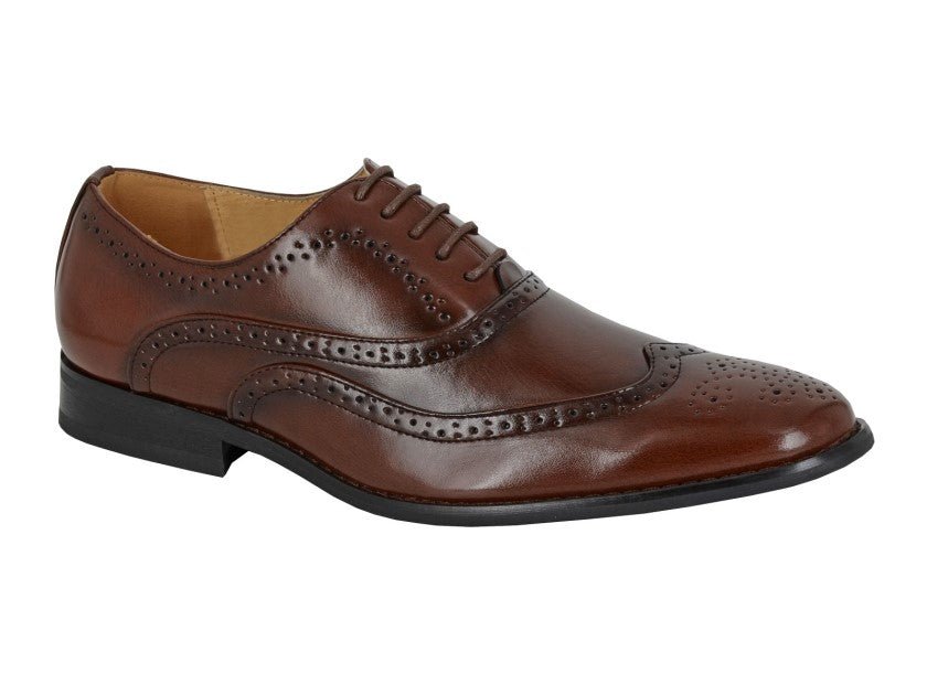 Goor Men's Leather Brogue Oxford Shoes - Brown - Renna Clothing