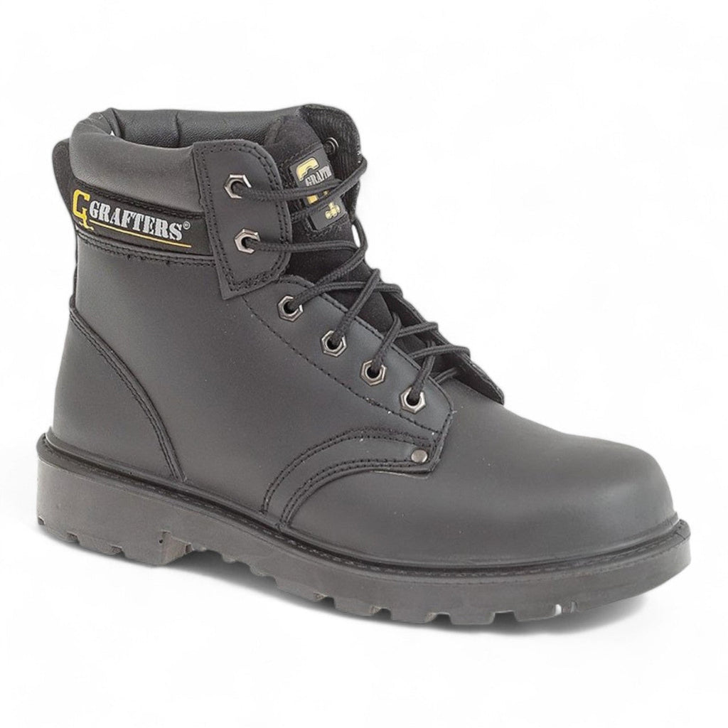 Grafters Leather Work Boots Black - Renna Clothing