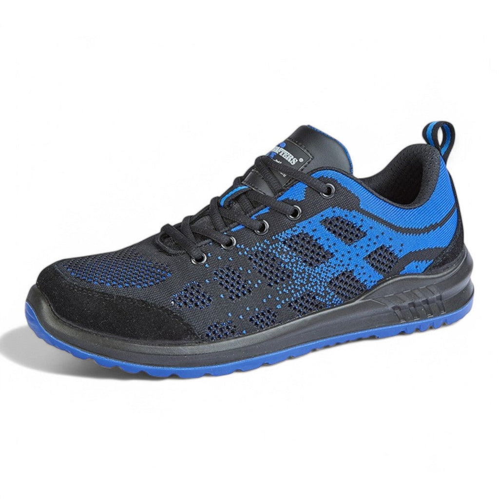 Grafters Steel Toe Cap Fly Knit Safety Trainers Black/Blue - Renna Clothing