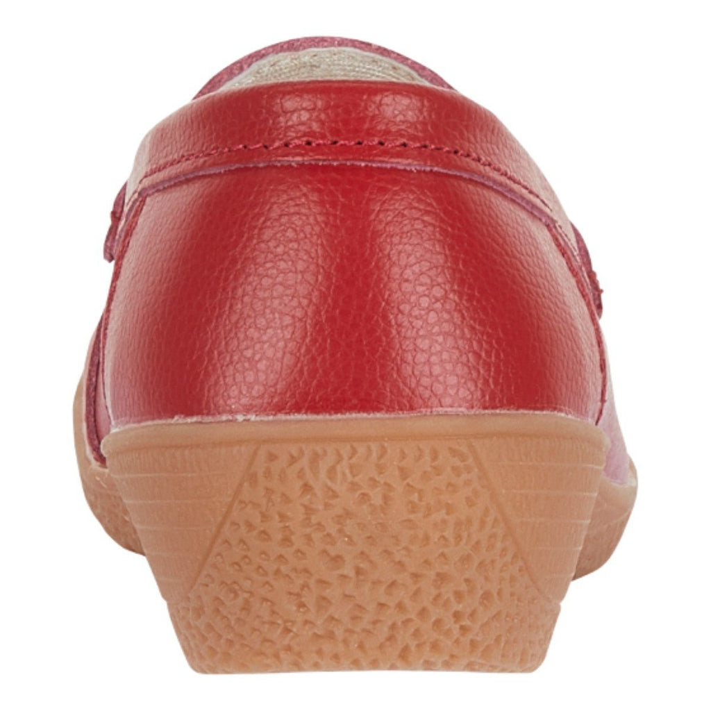Jo & Joe Ladies Sandbank Leather Wedge Loafers with Metal Trim Dark Red - Renna Clothing