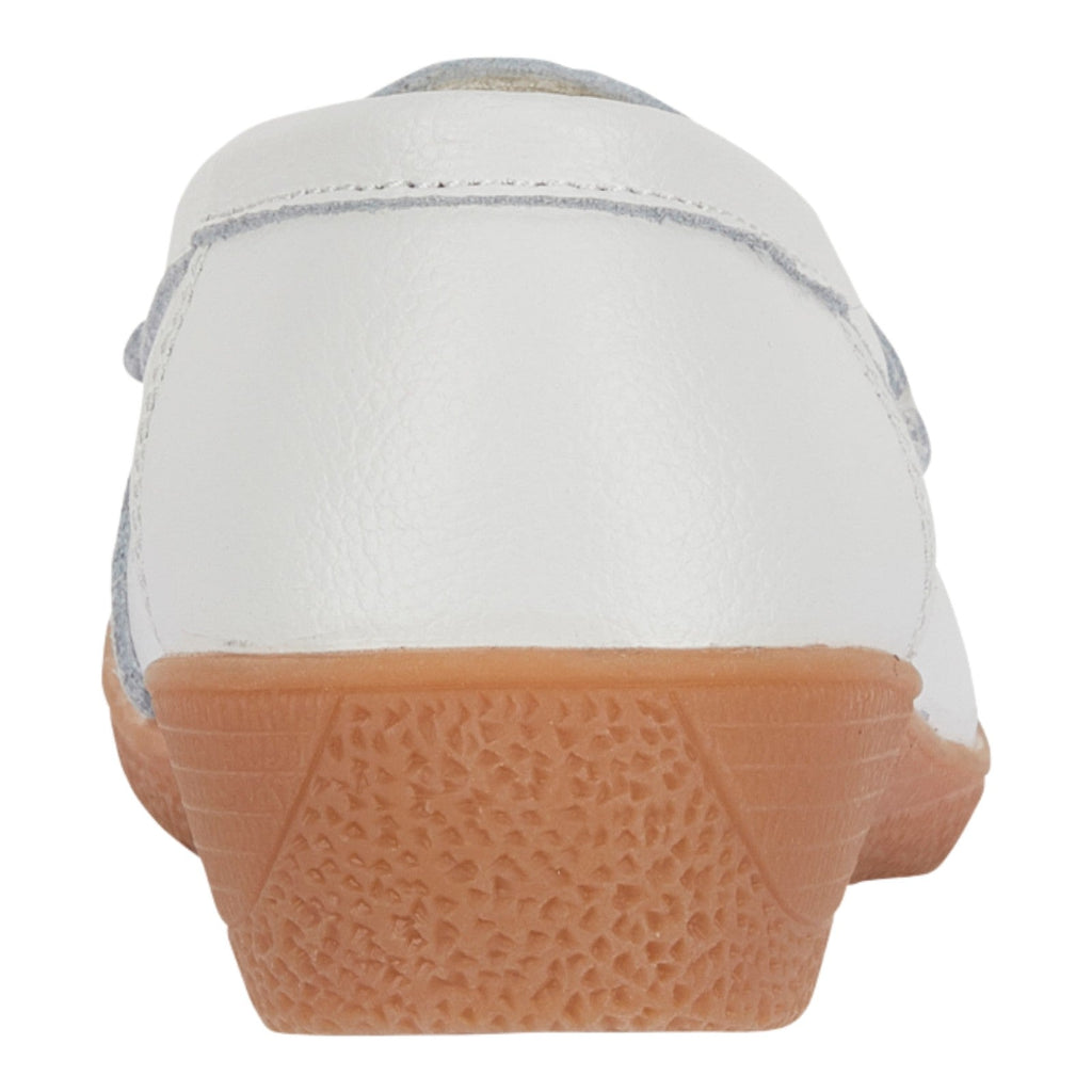Jo & Joe Ladies Sandbank Leather Wedge Loafers with Metal Trim White - Renna Clothing