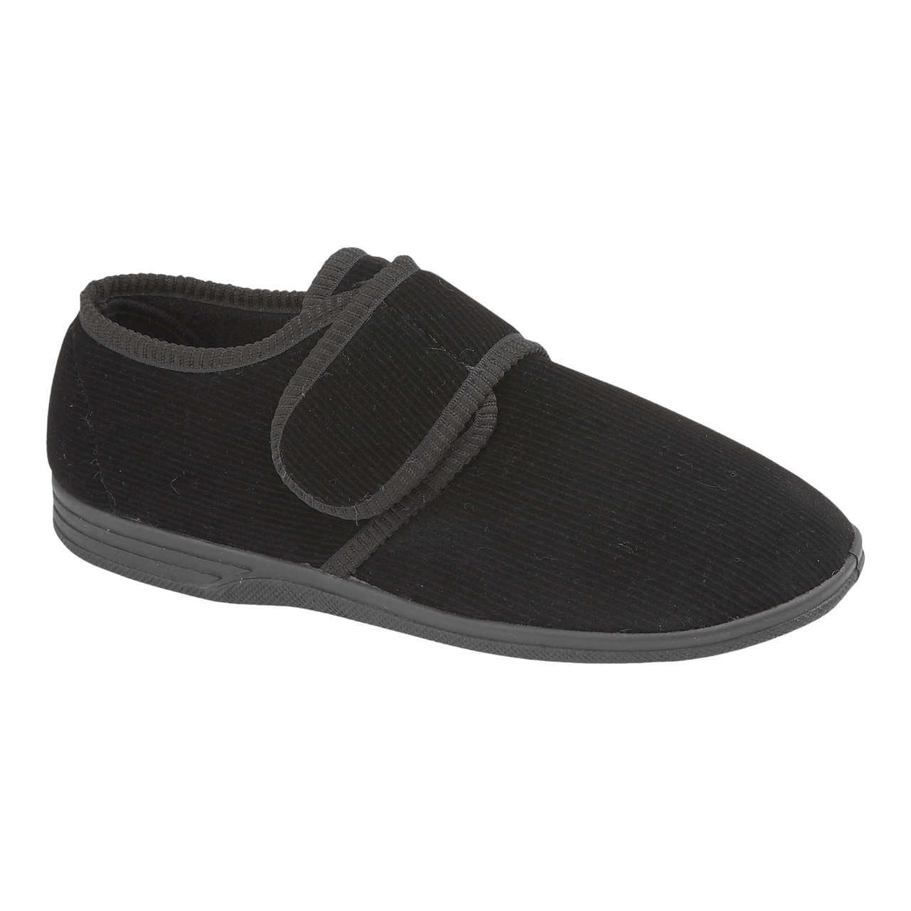 Jo & Joe Men's Strap Warm Hard Sole Slippers Black - Renna Clothing