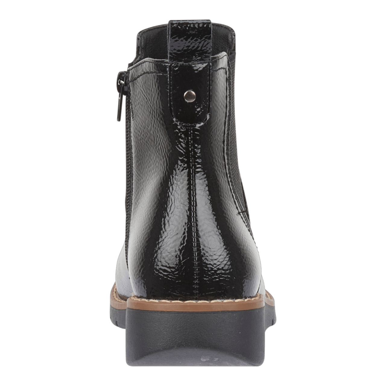 Jo & Joe Twin Gusset Ankle Wedge Boots Black Patent - Renna Clothing