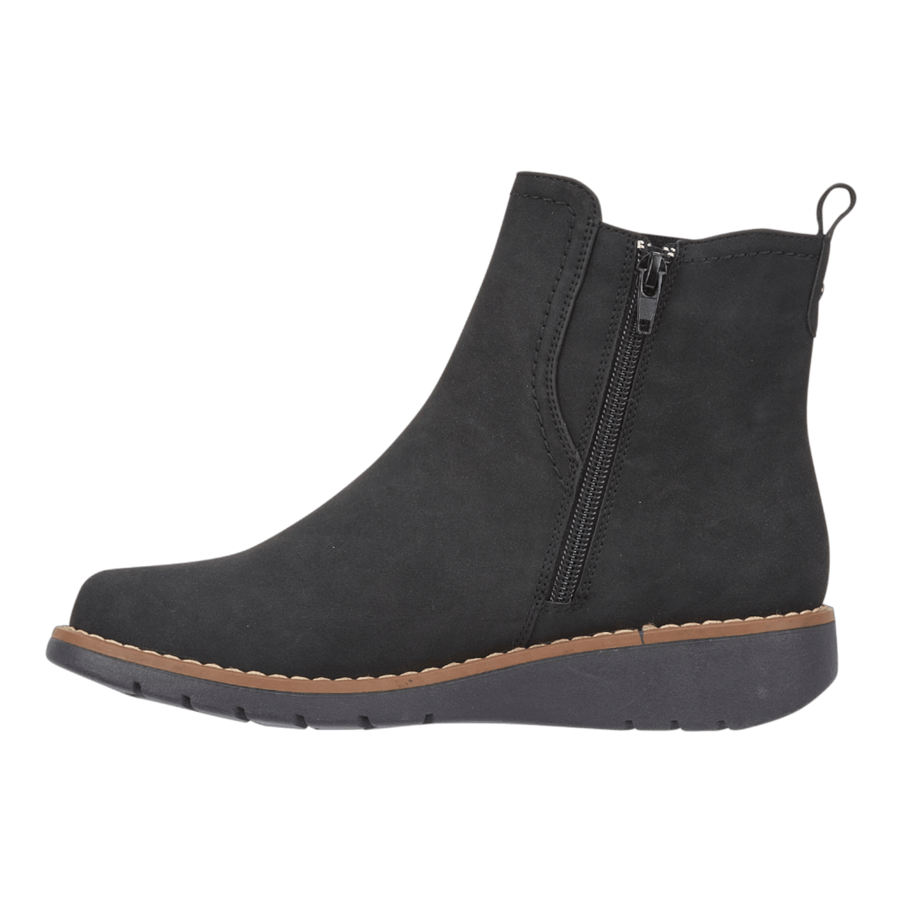 Jo & Joe Twin Gusset Ankle Wedge Boots Black PU - Renna Clothing