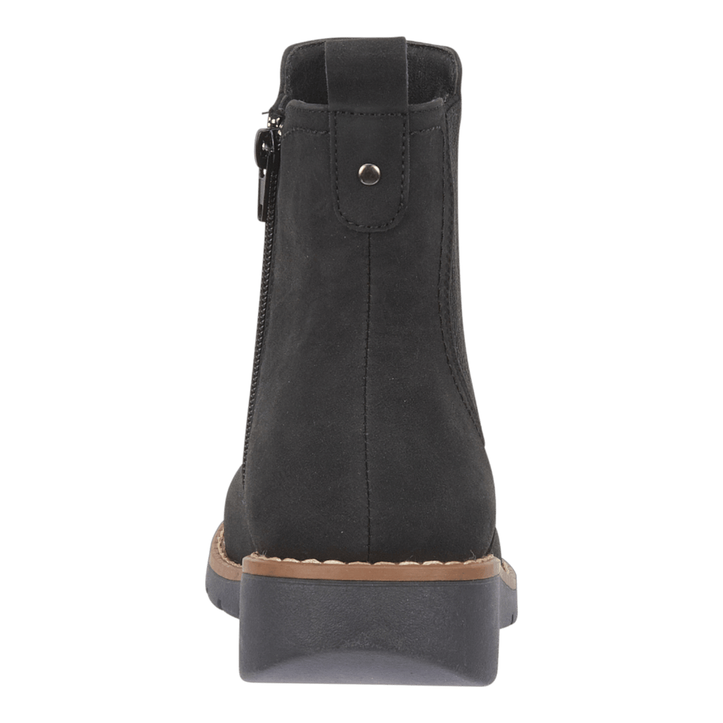 Jo & Joe Twin Gusset Ankle Wedge Boots Black PU - Renna Clothing