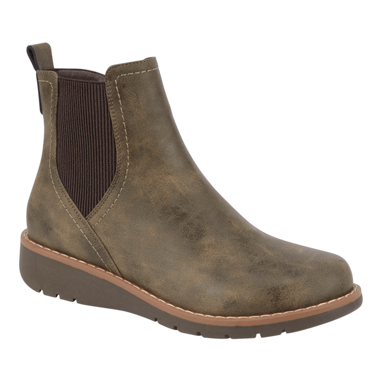 Jo & Joe Twin Gusset Ankle Wedge Boots Khaki - Renna Clothing