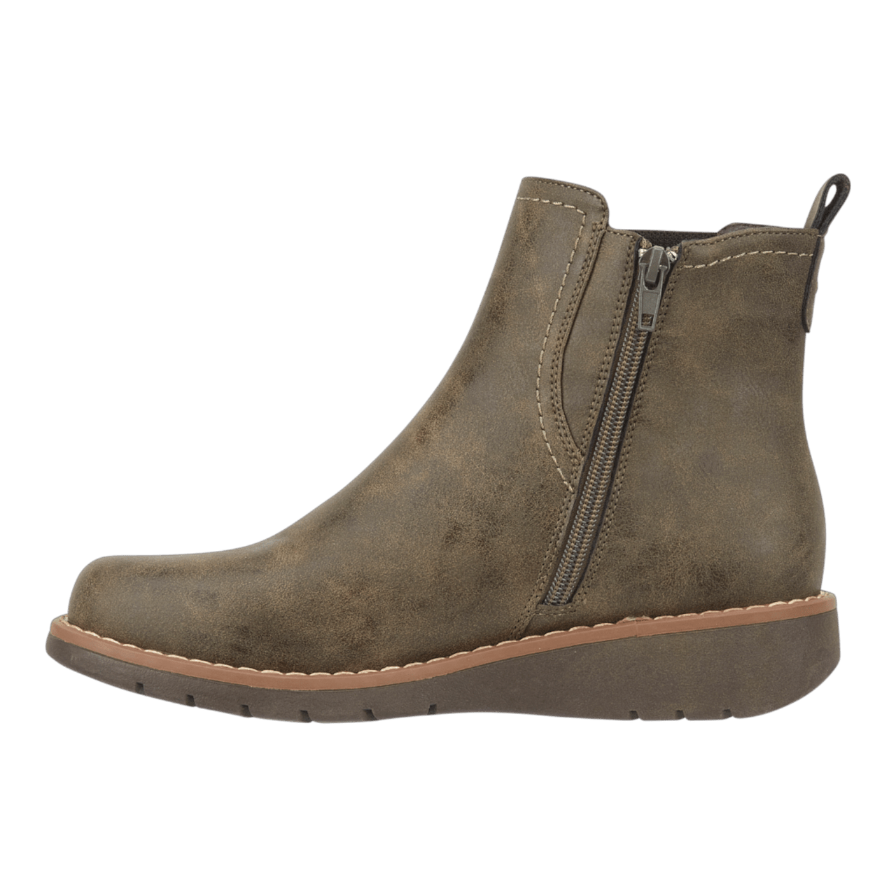 Jo & Joe Twin Gusset Ankle Wedge Boots Khaki - Renna Clothing