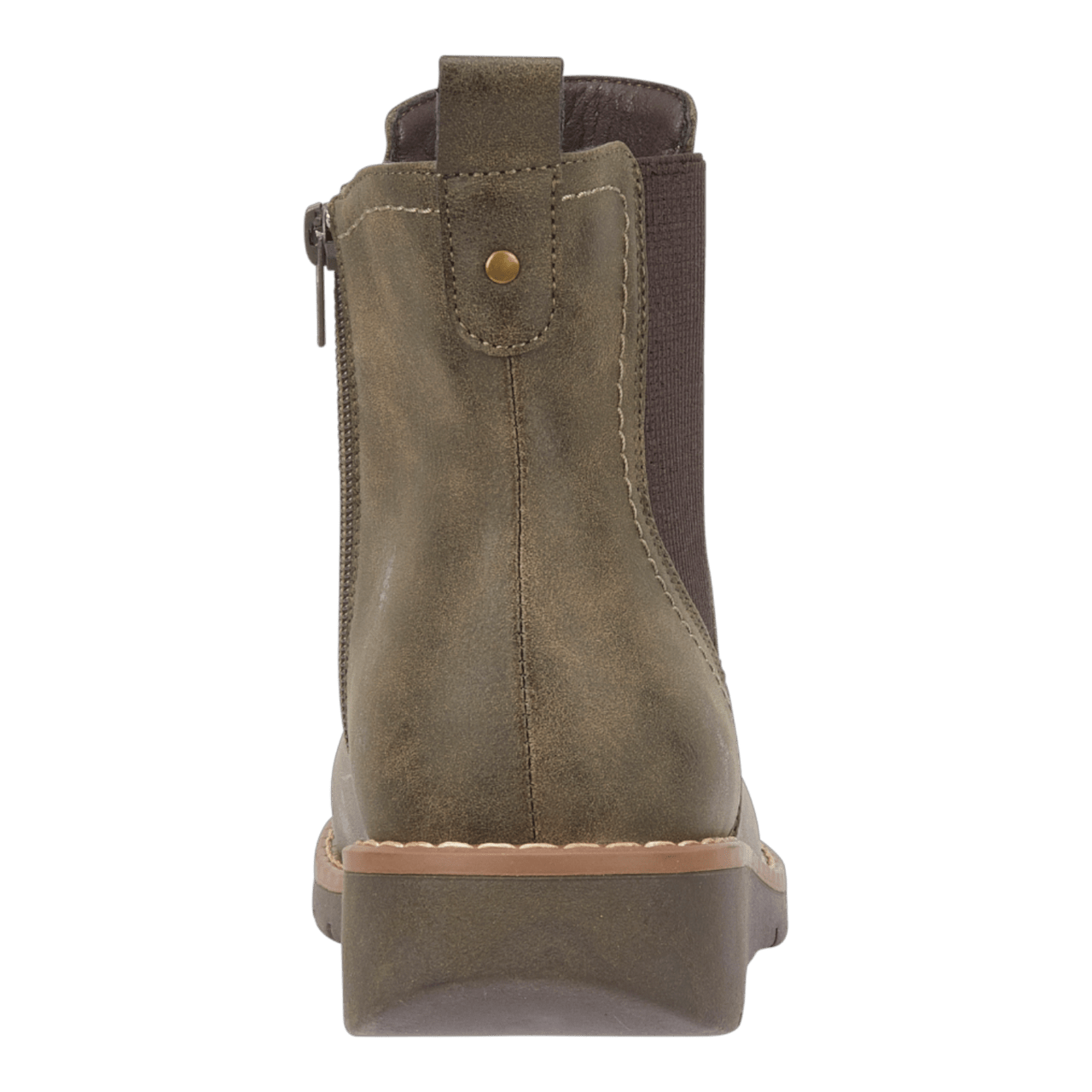 Jo & Joe Twin Gusset Ankle Wedge Boots Khaki - Renna Clothing