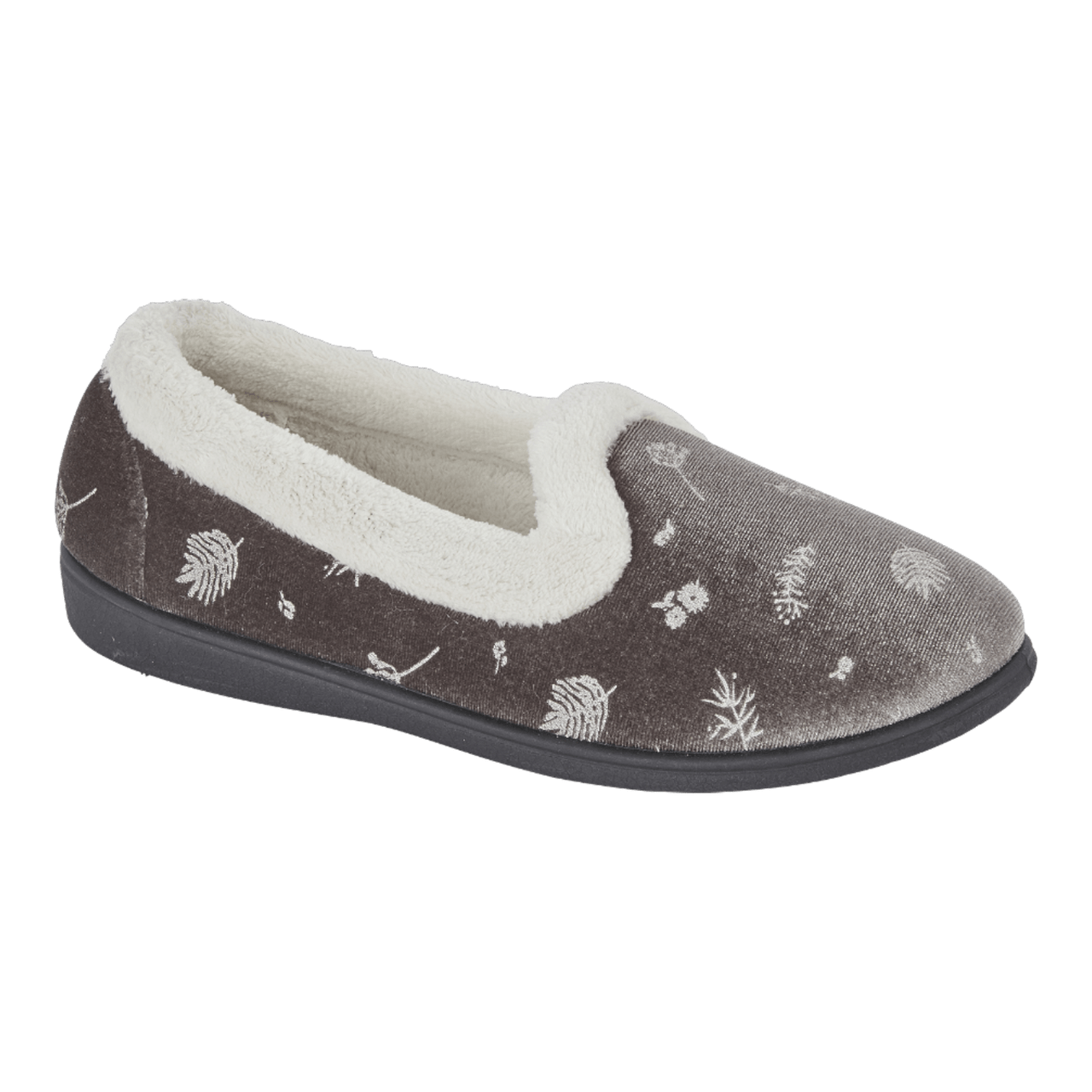 Jo & Joe Womens Fur Lined Slippers Grey - Renna Clothing