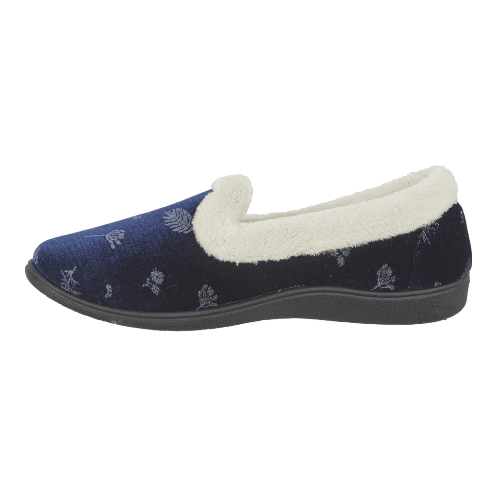 Jo & Joe Womens Fur Lined Slippers Navy - Renna Clothing