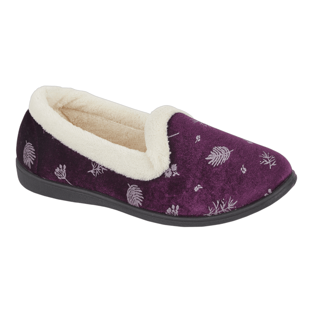 Jo & Joe Womens Fur Lined Slippers Purple - Renna Clothing