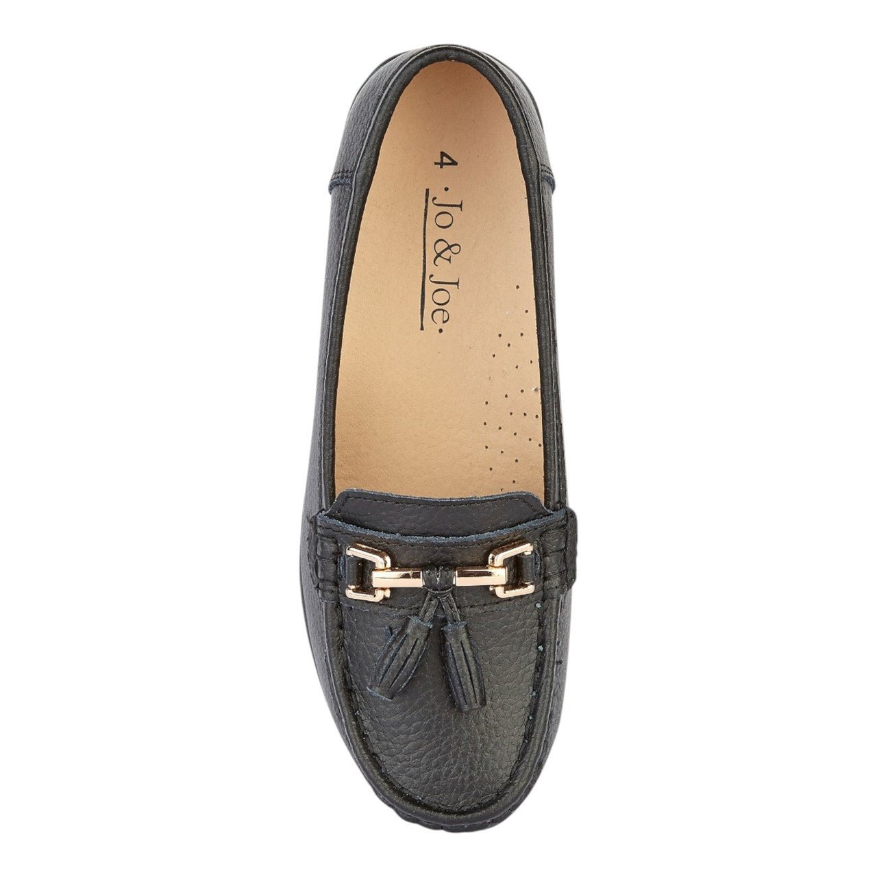 Jo & Joe Women's Leather Slip On Moccasin Shoes Black - Renna Clothing