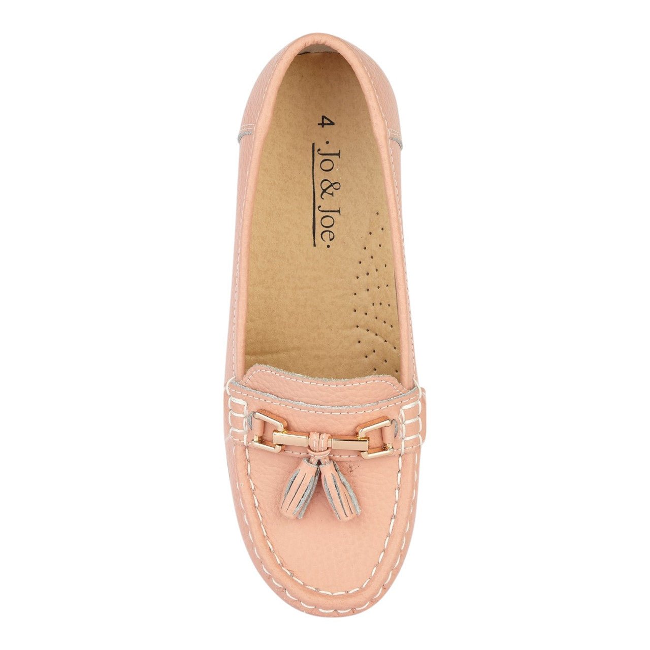 Jo & Joe Women's Leather Slip On Moccasin Shoes Blush Pink - Renna Clothing