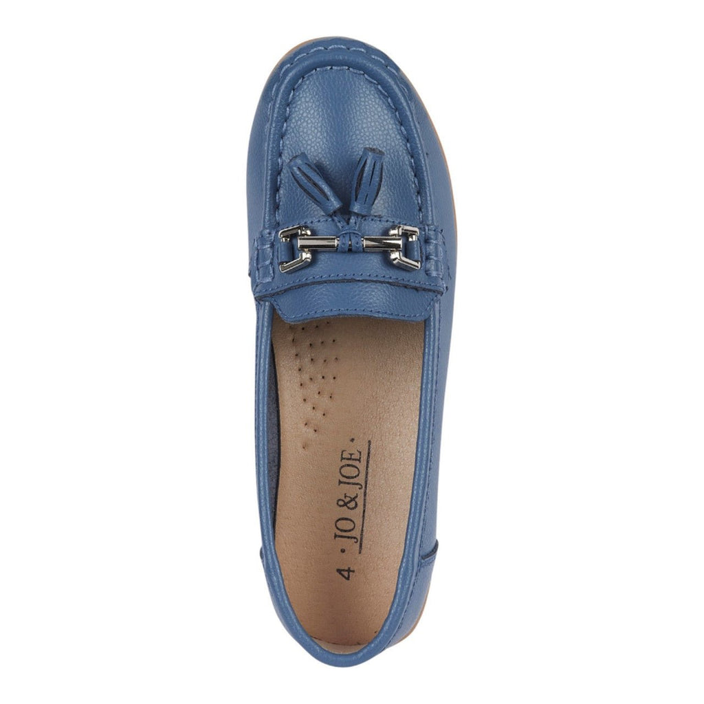 Jo & Joe Women's Leather Slip On Moccasin Shoes China Blue - Renna Clothing