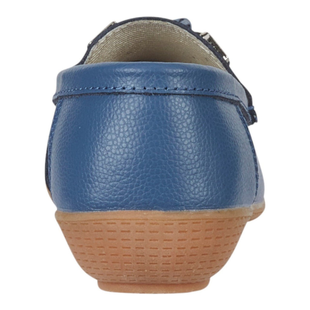 Jo & Joe Women's Leather Slip On Moccasin Shoes China Blue - Renna Clothing