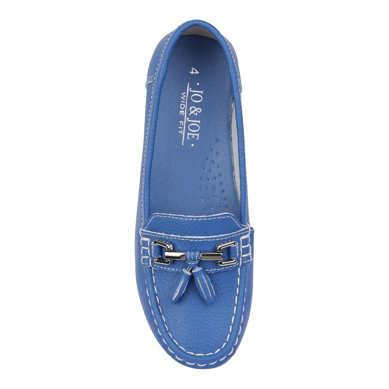 Jo & Joe Women's Leather Slip On Moccasin Shoes French Blue - Renna Clothing