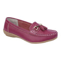 Jo & Joe Women's Leather Slip On Moccasin Shoes Fuchsia Pink - Renna Clothing