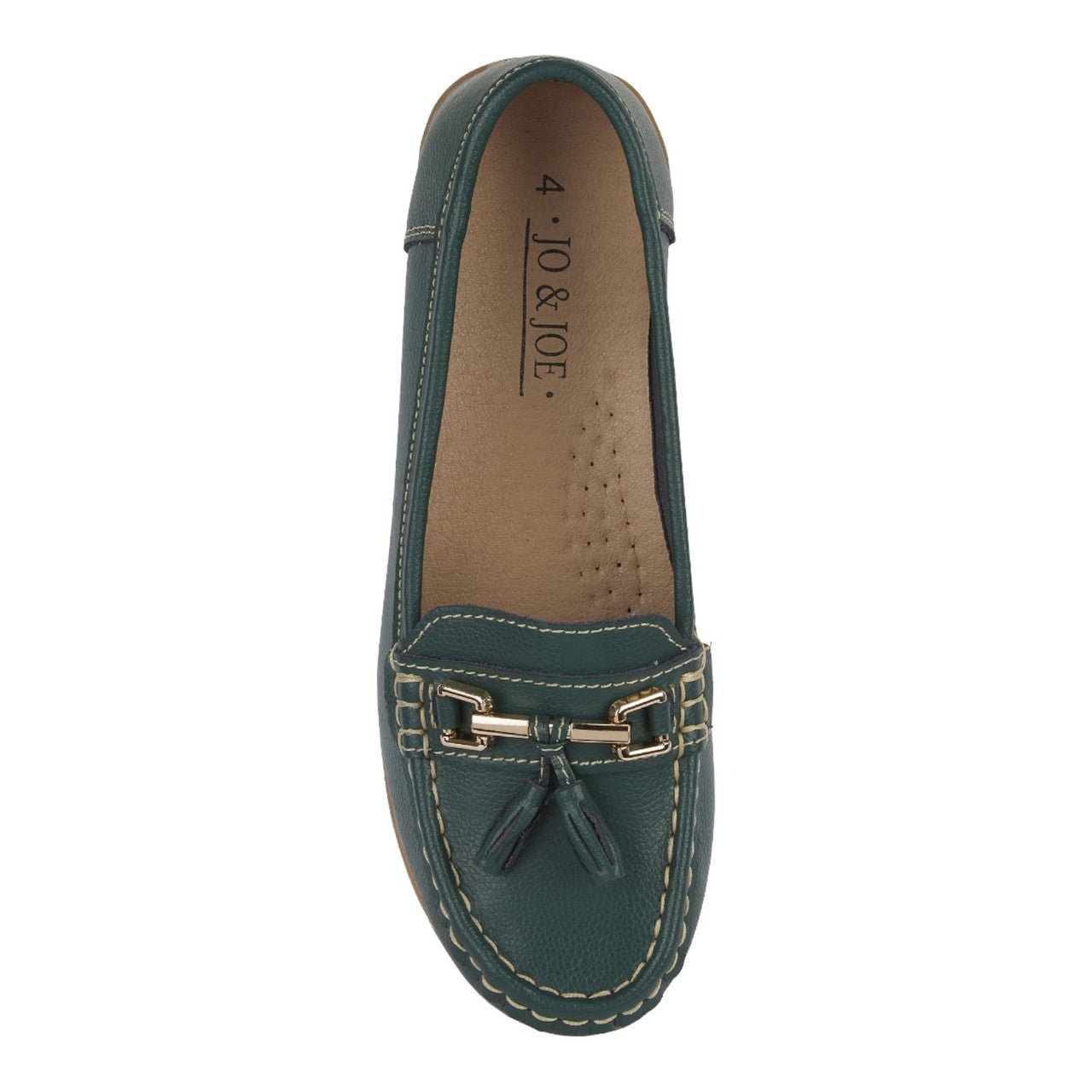 Jo & Joe Women's Leather Slip On Moccasin Shoes Hunter Green - Renna Clothing