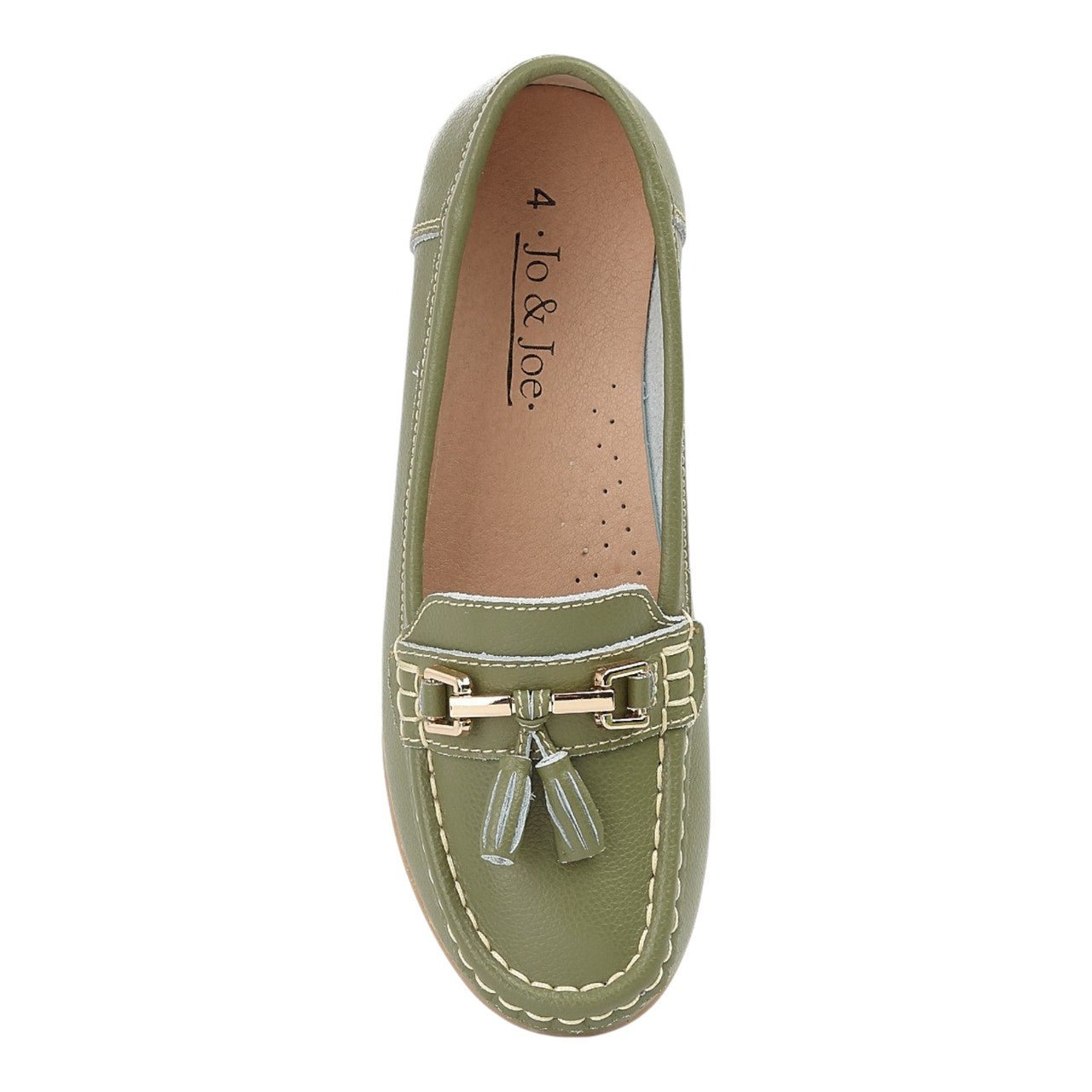Jo & Joe Women's Leather Slip On Moccasin Shoes Mistletoe Green - Renna Clothing