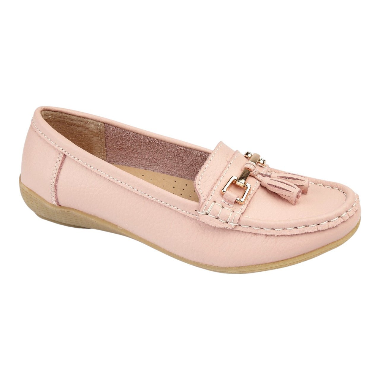 Jo & Joe Women's Leather Slip On Moccasin Shoes New Pink - Renna Clothing