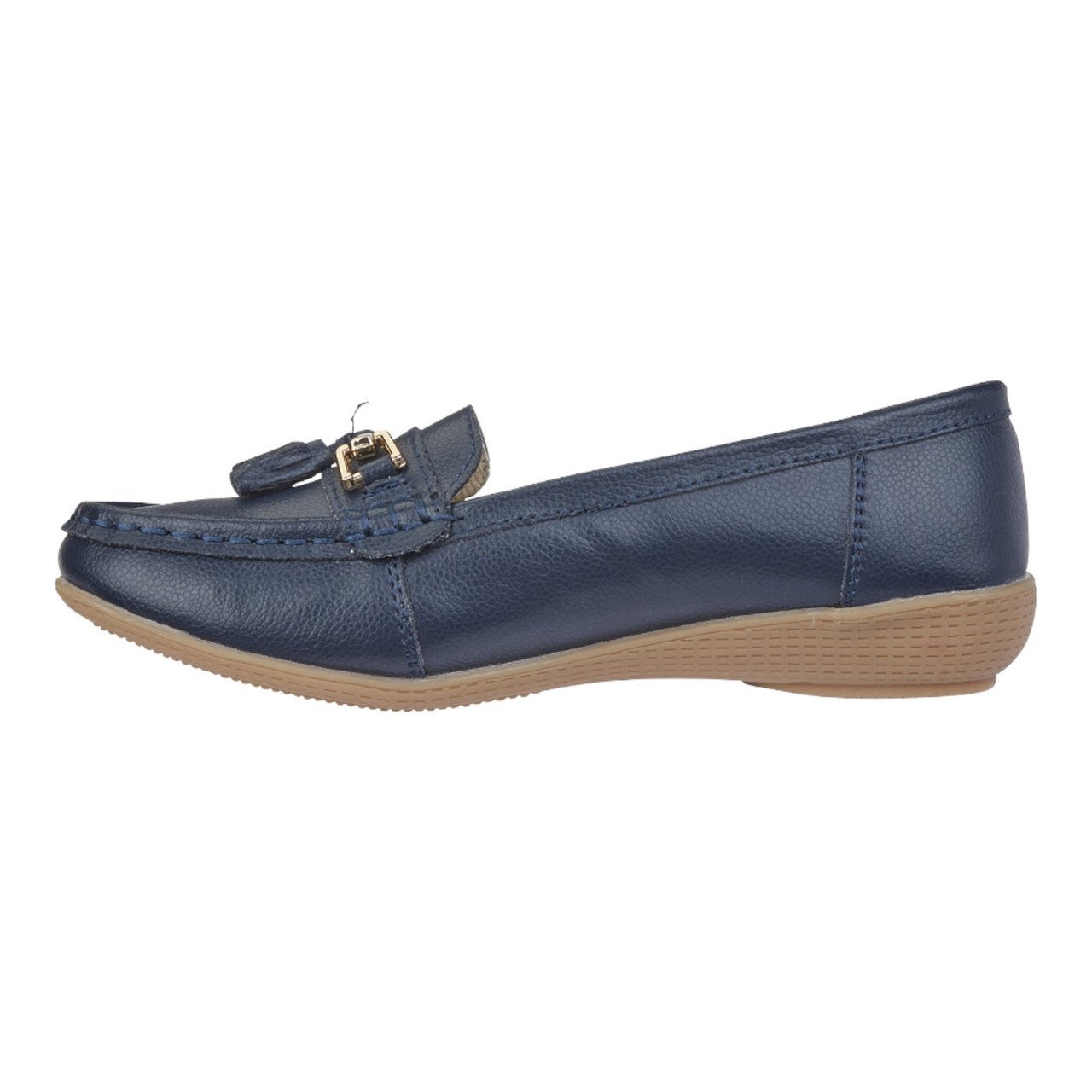 Jo & Joe Women's Leather Slip On Moccasin Shoes Royal Blue - Renna Clothing