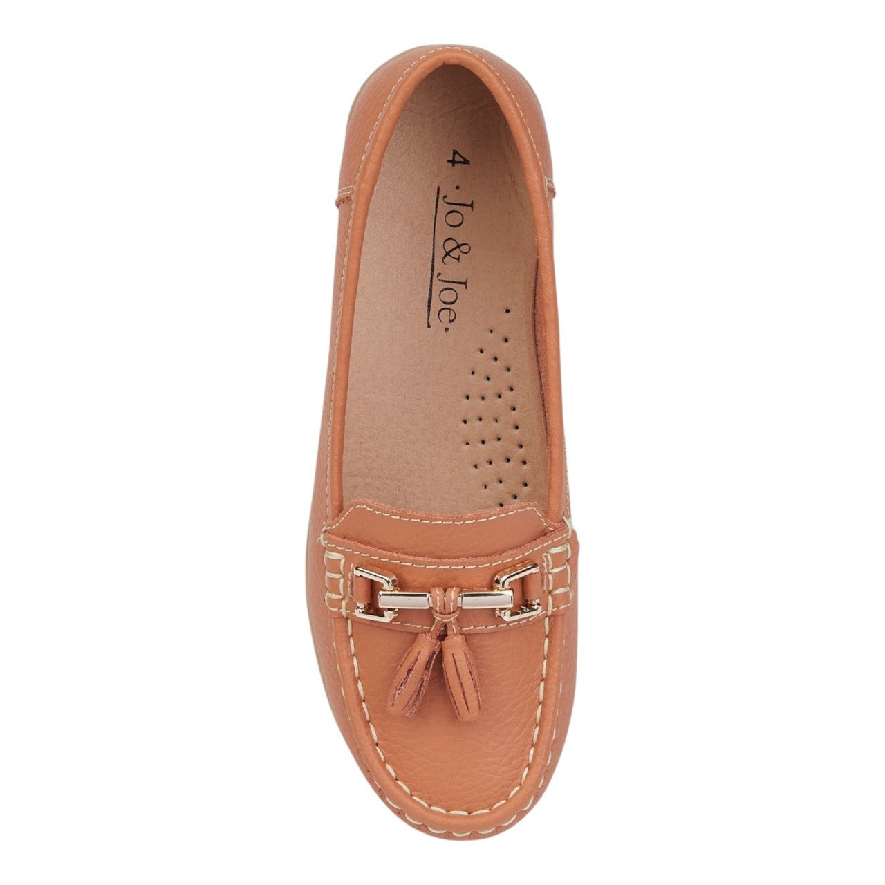 Jo & Joe Women's Leather Slip On Moccasin Shoes Sunset Orange - Renna Clothing