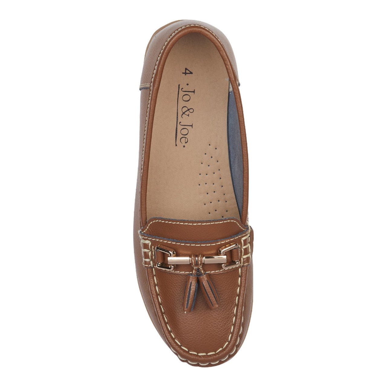 Jo & Joe Women's Leather Slip On Moccasin Shoes Tan Brown - Renna Clothing