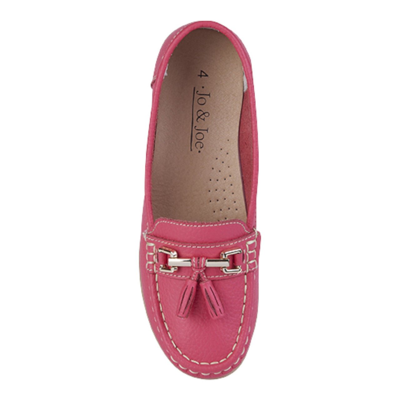 Jo & Joe Women's Leather Slip On Moccasin Shoes Watermelon Pink - Renna Clothing