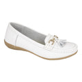 Jo & Joe Women's Leather Slip On Moccasin Shoes White - Renna Clothing