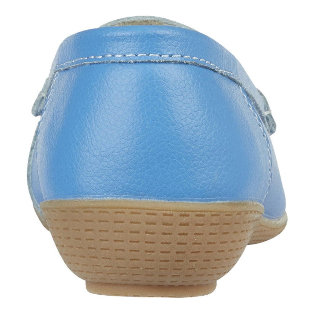 Jo & Joe Women's Wide Fit Leather Slip On Moccasin Shoes Azure Blue - Renna Clothing