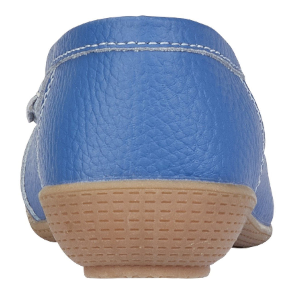 Jo & Joe Women's Wide Fit Leather Slip On Moccasin Shoes French Blue - Renna Clothing
