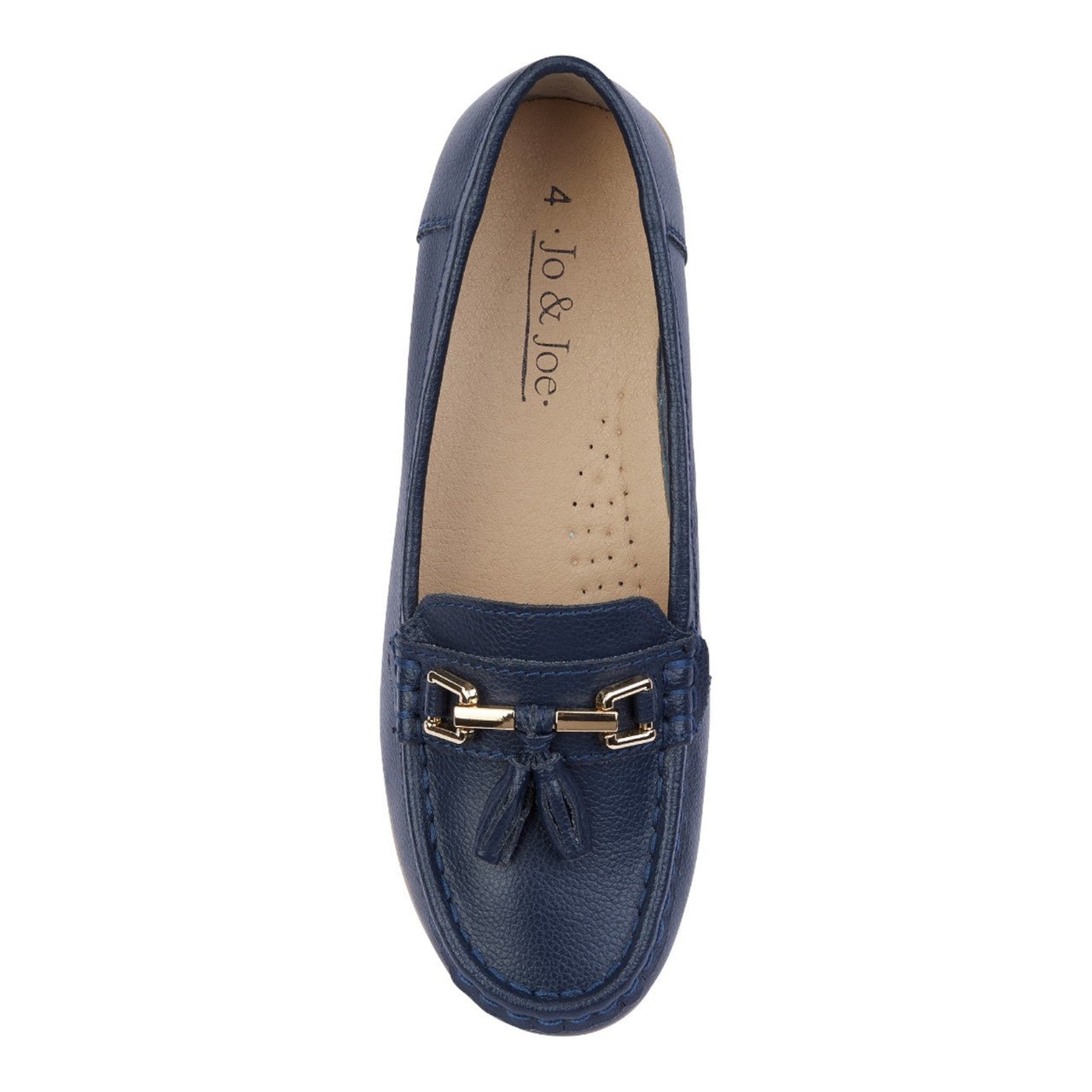 Jo & Joe Women's Wide Fit Leather Slip On Moccasin Shoes Royal Blue - Renna Clothing