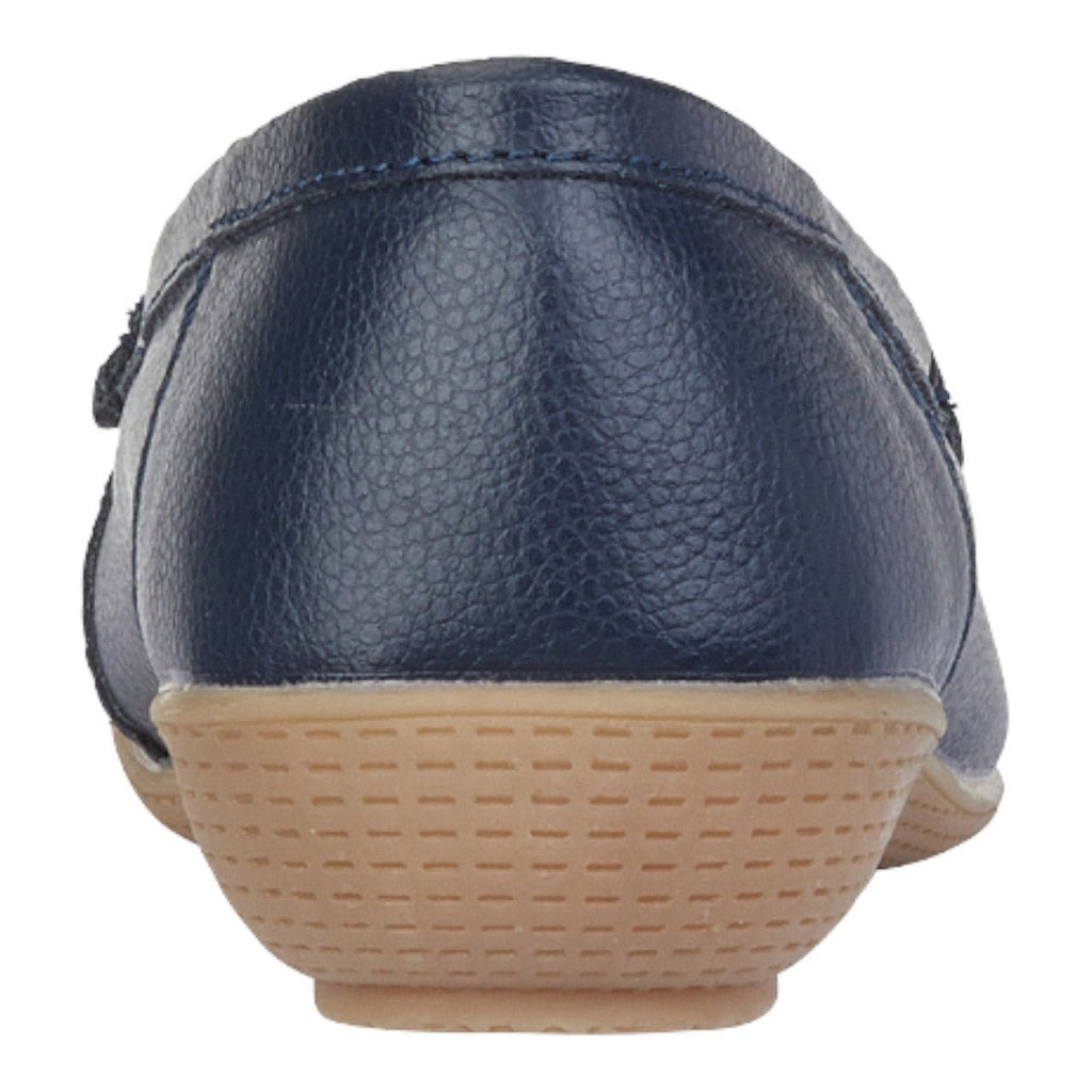 Jo & Joe Women's Wide Fit Leather Slip On Moccasin Shoes Royal Blue - Renna Clothing