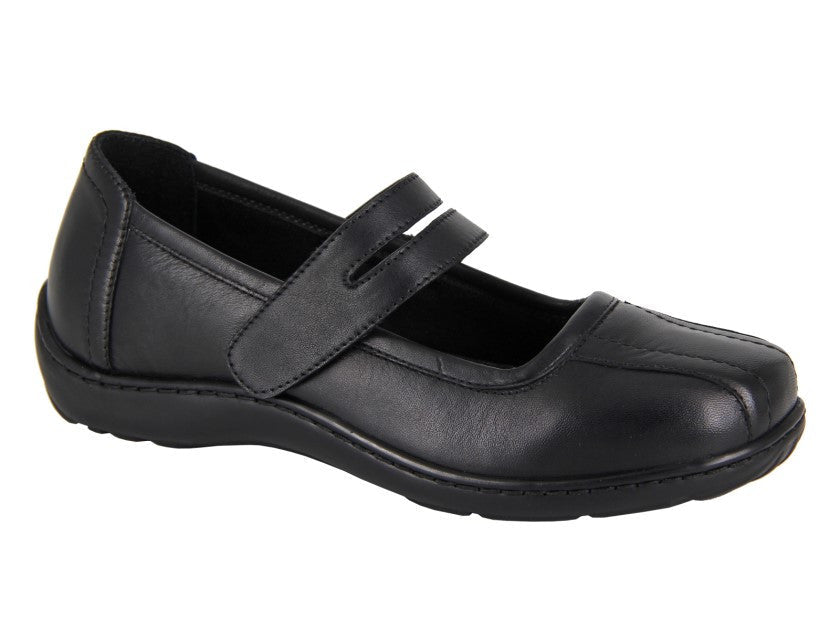 Mary Jane EE Wide Fit Leather Shoes Black - Renna Clothing
