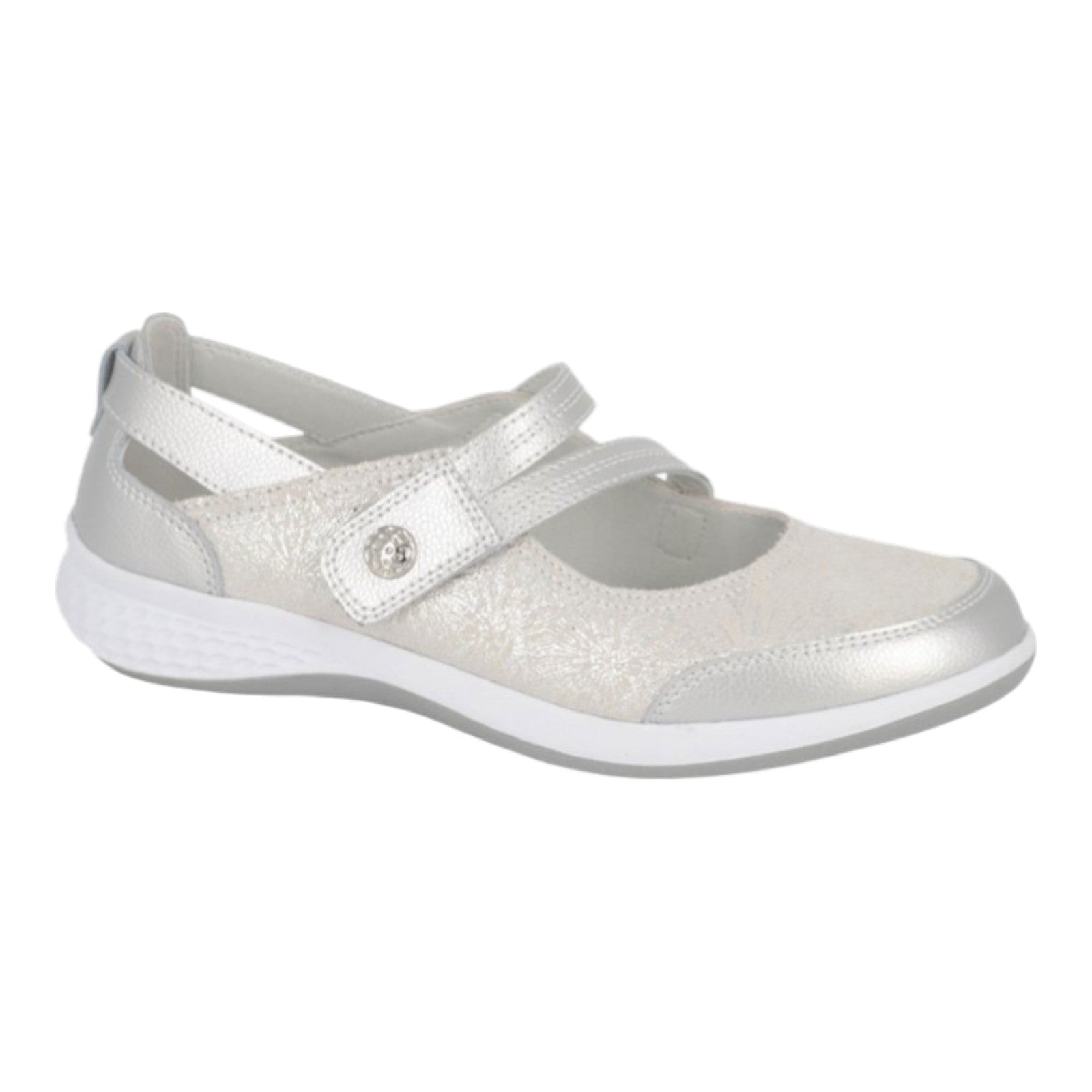 Mary Jane EEE Wide Fit Shoes Silver - Renna Clothing