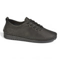 Mod Comfys Women's Lace Up Leather Trainers Black - Renna Clothing