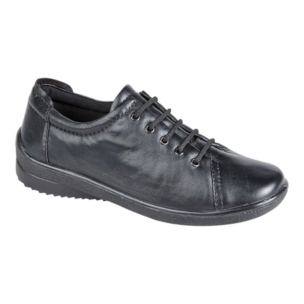 Mod Comfys Women's Lace Up Leather Trainers Black - Renna Clothing