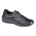 Mod Comfys Women's Lace Up Leather Trainers Black - Renna Clothing