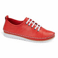 Mod Comfys Women's Lace Up Leather Trainers Red - Renna Clothing