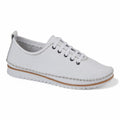Mod Comfys Women's Lace Up Leather Trainers White - Renna Clothing