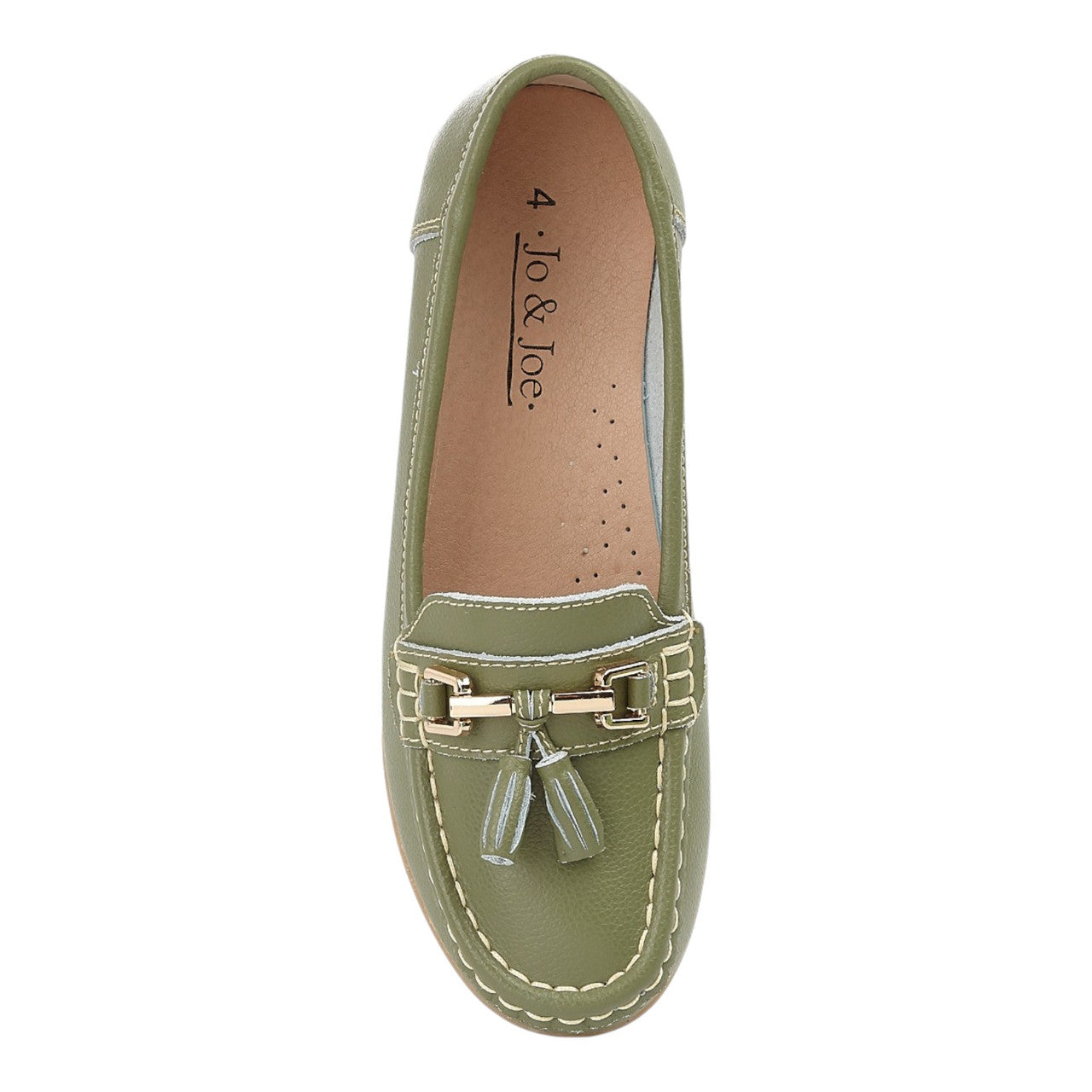 Jo & Joe Women's Leather Slip On Moccasin Shoes Mistletoe Green