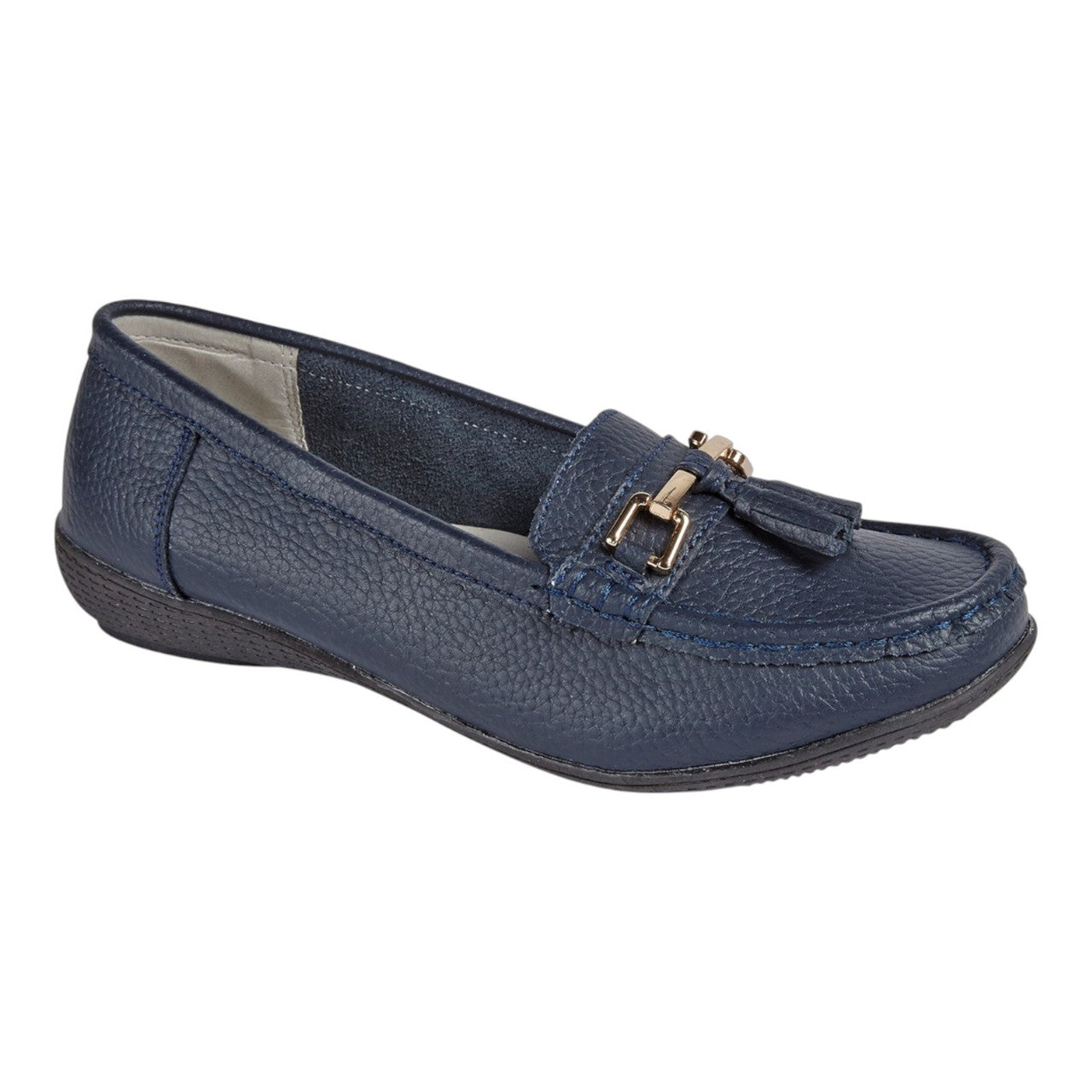 Jo &Joe Women's Leather Slip On Moccasin Shoes Navy