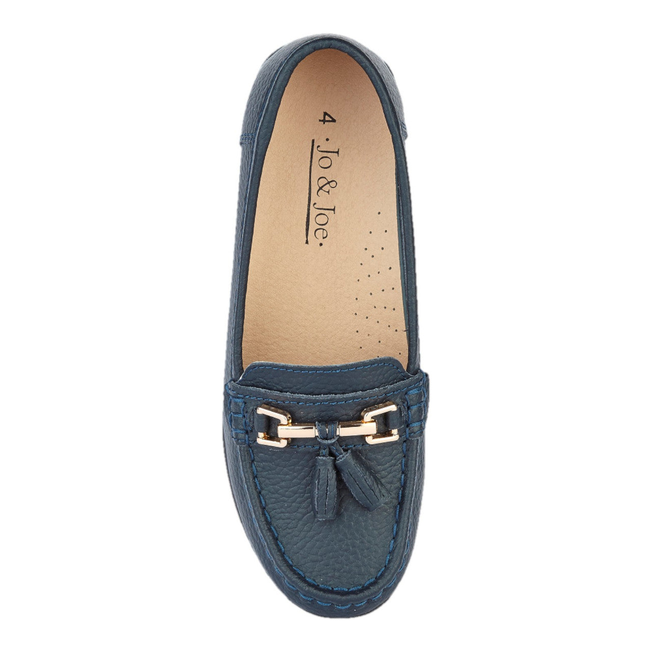 Jo &Joe Women's Leather Slip On Moccasin Shoes Navy
