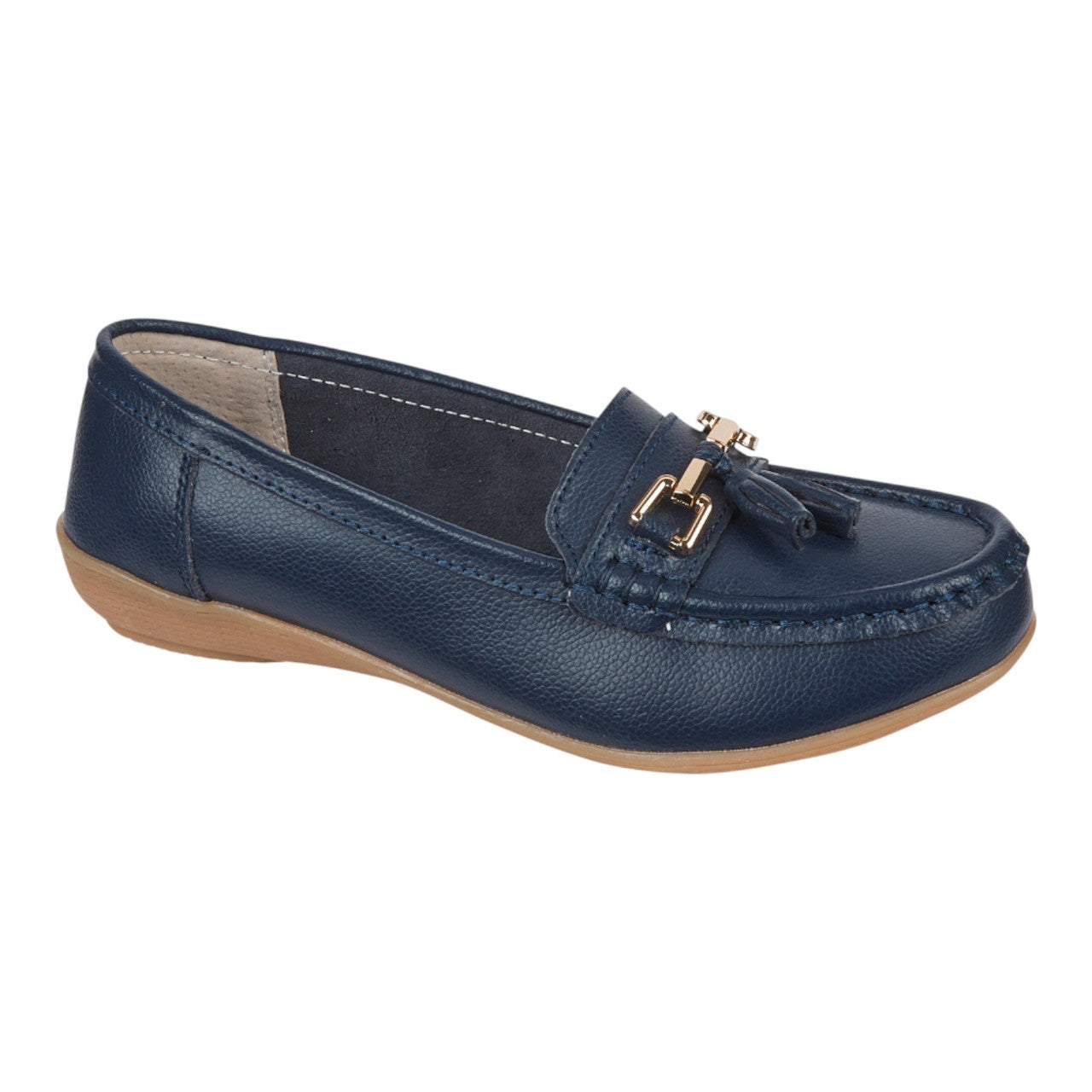 Jo & Joe Women's Leather Slip On Moccasin Shoes Royal Blue
