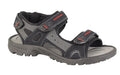 PDQ Mens Trekking Hiking Double Strap Sandals Black Grey - Renna Clothing