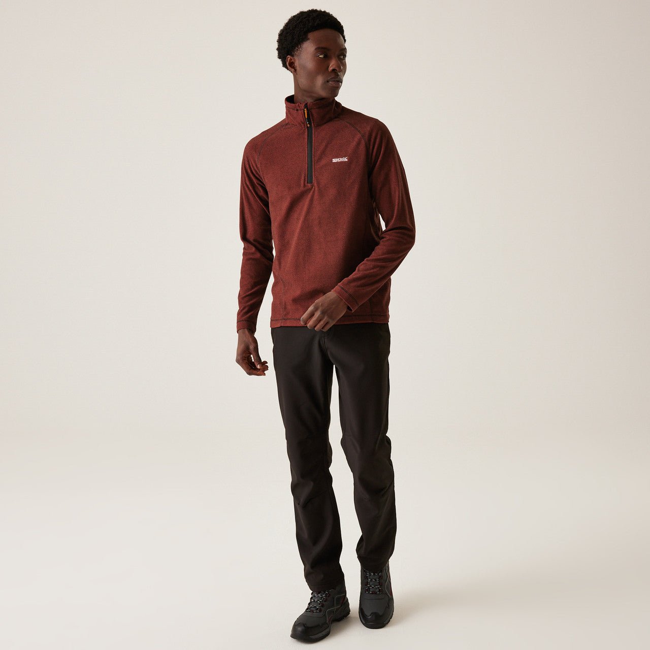 Regatta Men's Montes Lightweight Half Zip Fleece Red Ochre/Black - Renna Clothing