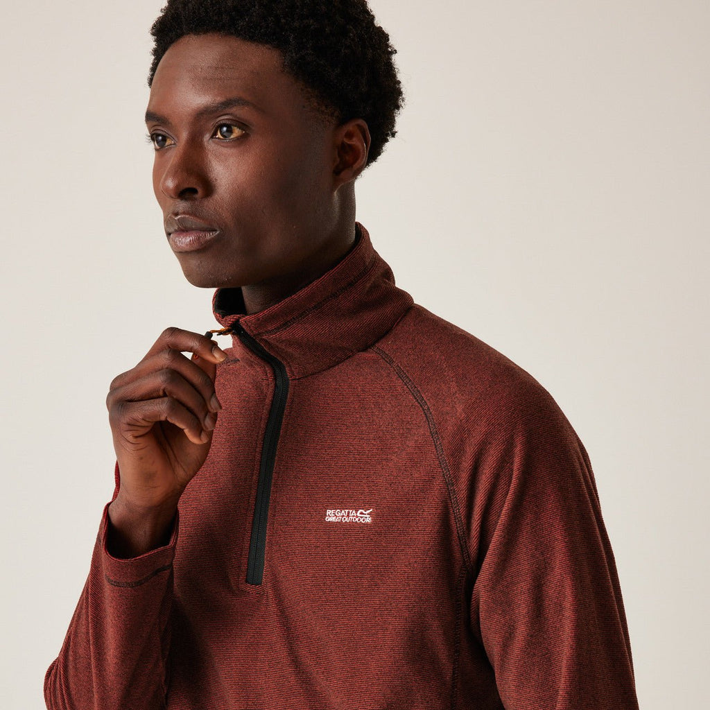 Regatta Men's Montes Lightweight Half Zip Fleece Red Ochre/Black - Renna Clothing