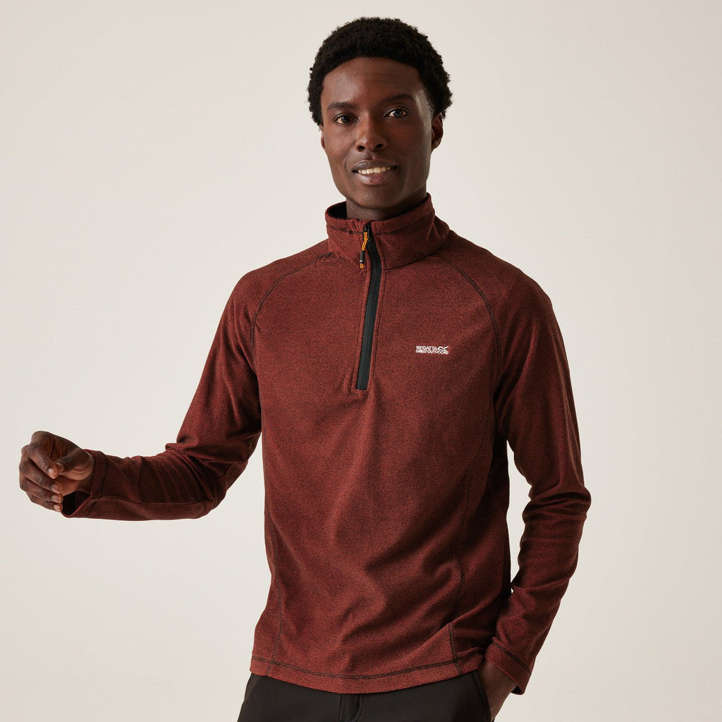 Regatta Men's Montes Lightweight Half Zip Fleece Red Ochre/Black - Renna Clothing